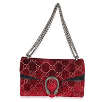 Red Cipria GG Velvet Medium Dionysus Bag