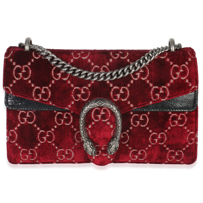 Red Cipria GG Velvet Medium Dionysus Bag