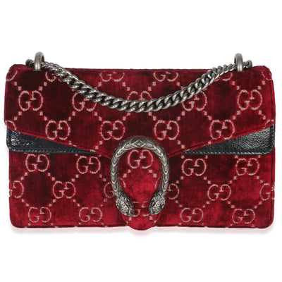 Red Cipria GG Velvet Medium Dionysus Bag