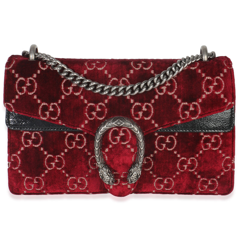 Red Cipria GG Velvet Medium Dionysus Bag