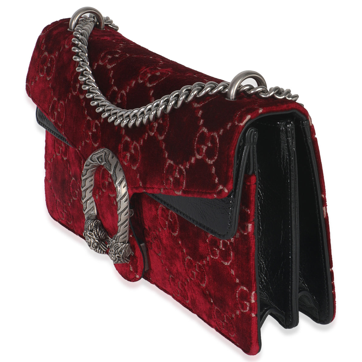 Red Cipria GG Velvet Medium Dionysus Bag