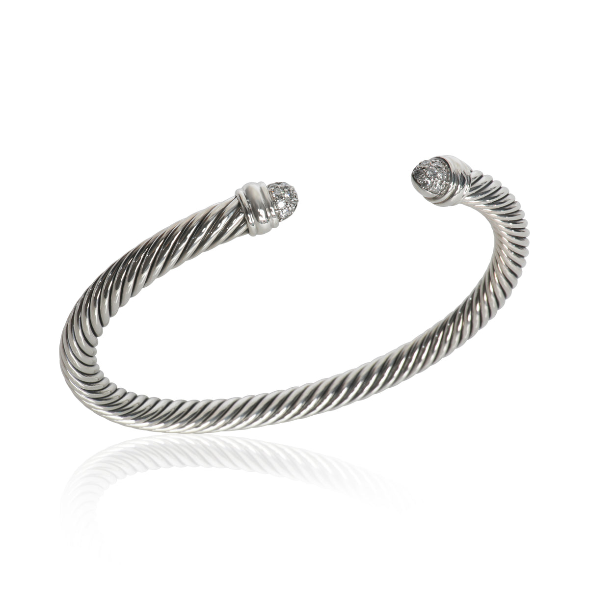 Sterling Silver Diamond Cable Classic Bracelet