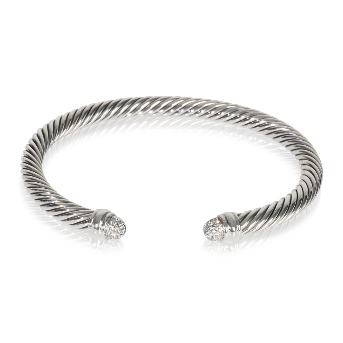 Sterling Silver Diamond Cable Classic Bracelet
