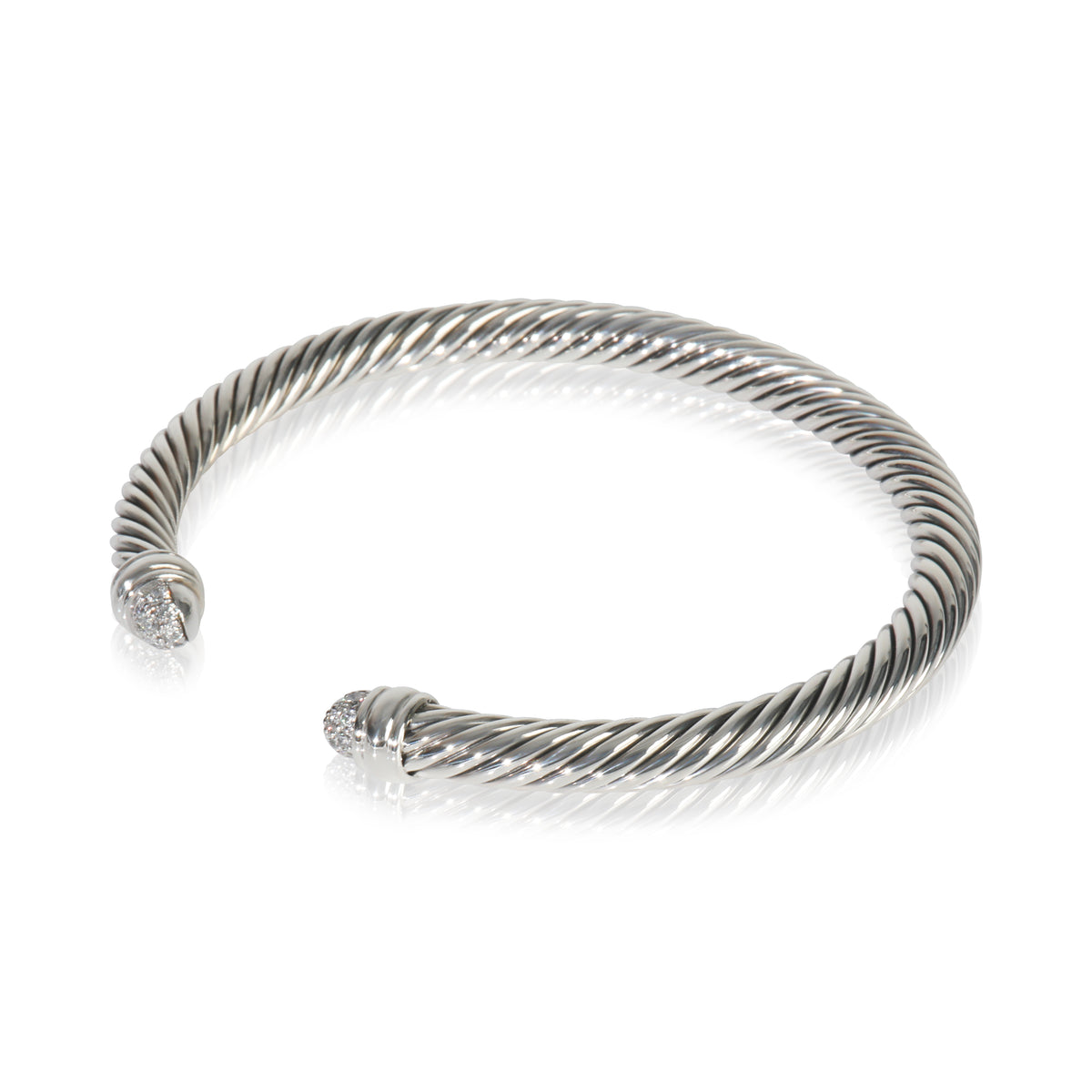 Sterling Silver Diamond Cable Classic Bracelet