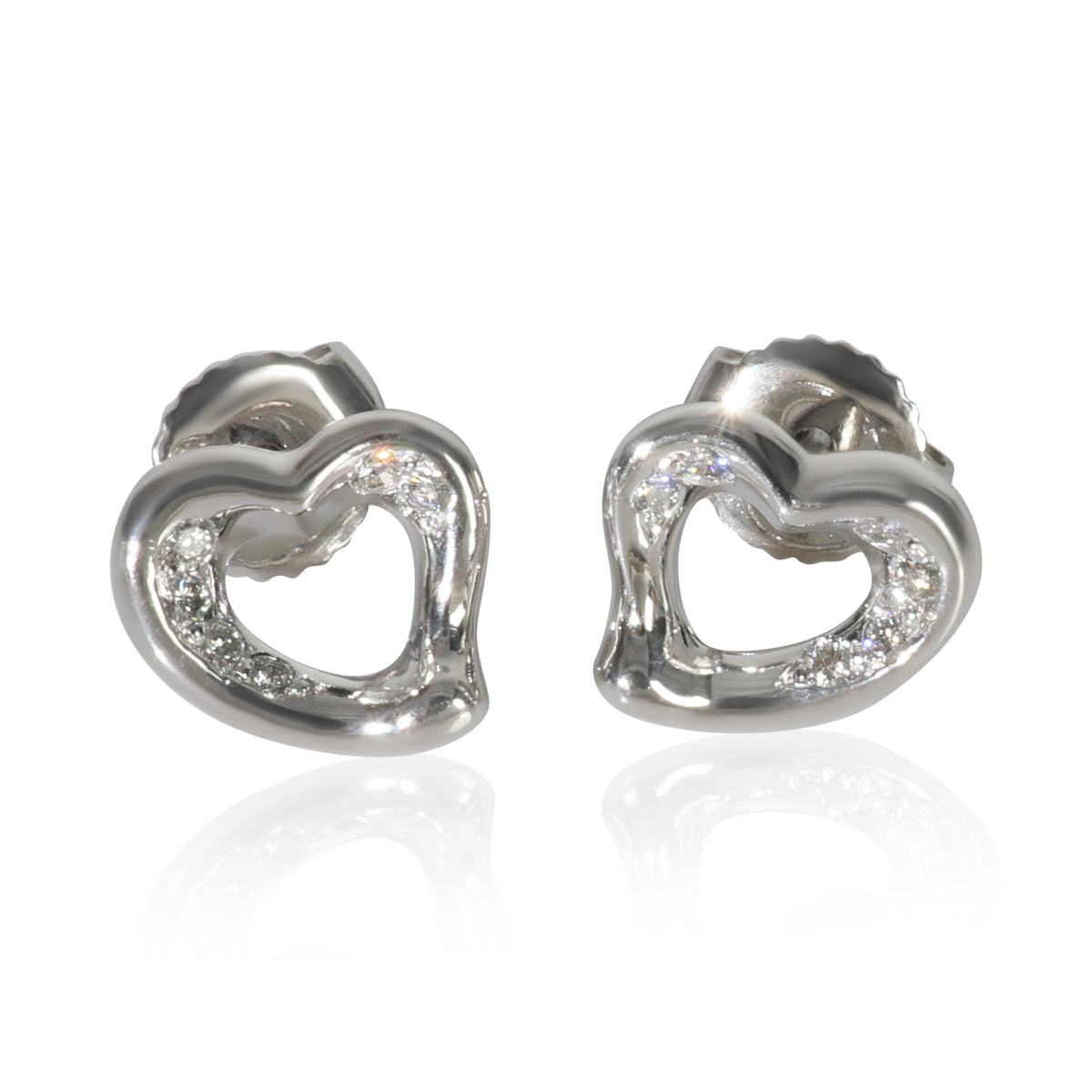 Platinum Diamond Elsa Peretti Open Heart Earrings