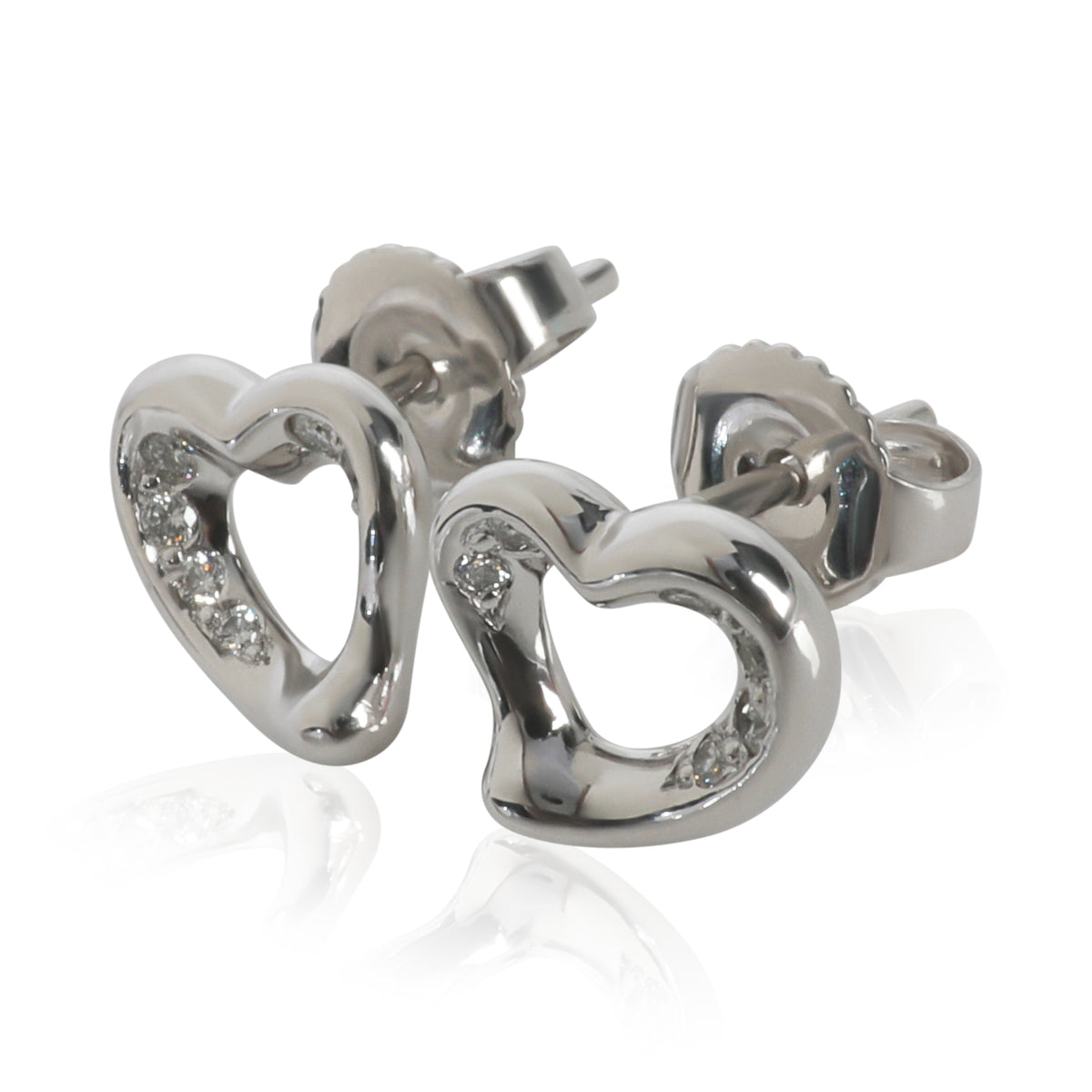 Platinum Diamond Elsa Peretti Open Heart Earrings
