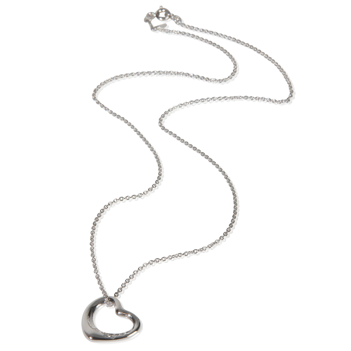 Platinum Diamond Elsa Peretti Open Heart Pendant