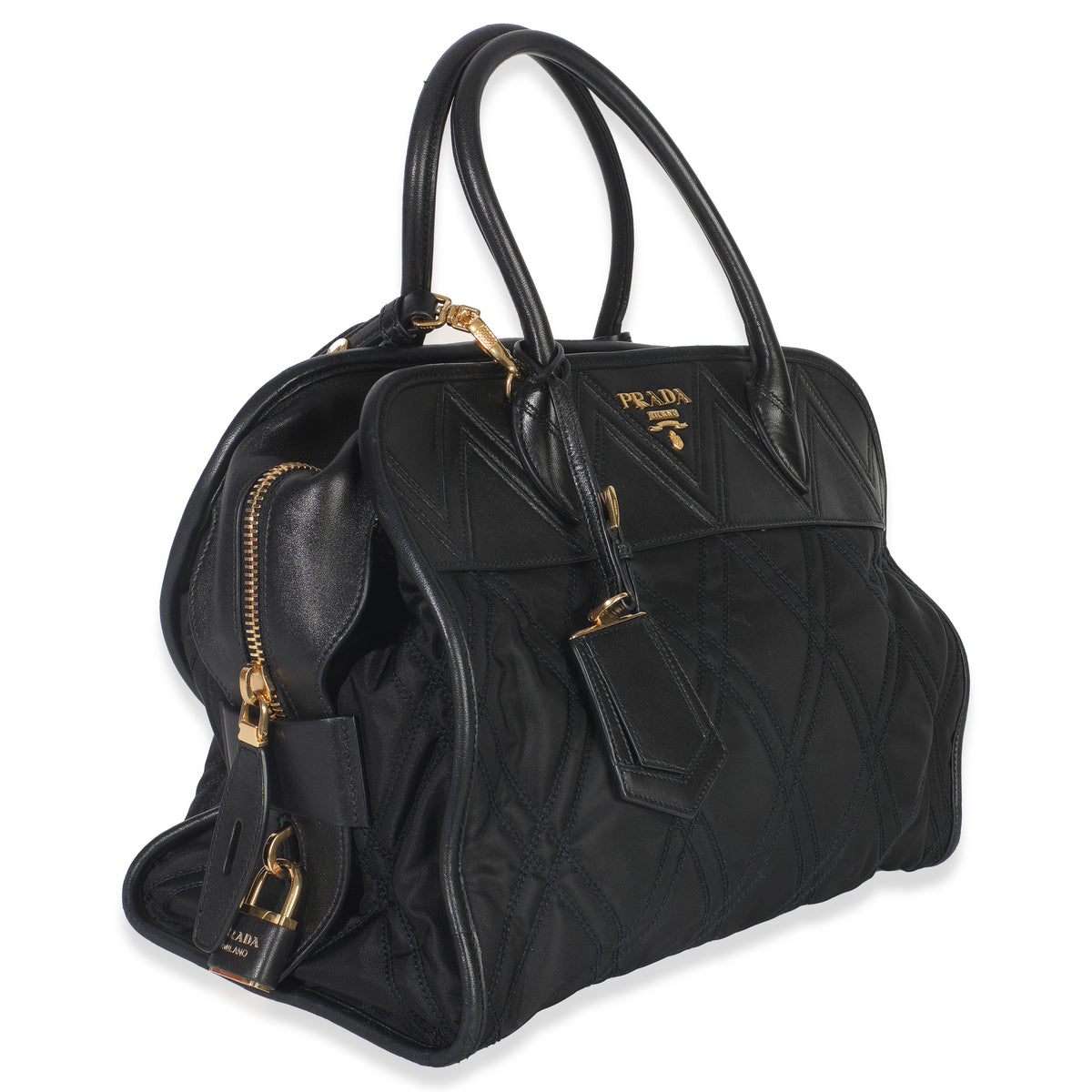 Black Tessuto Quilted Nylon Impunturato Bauletto