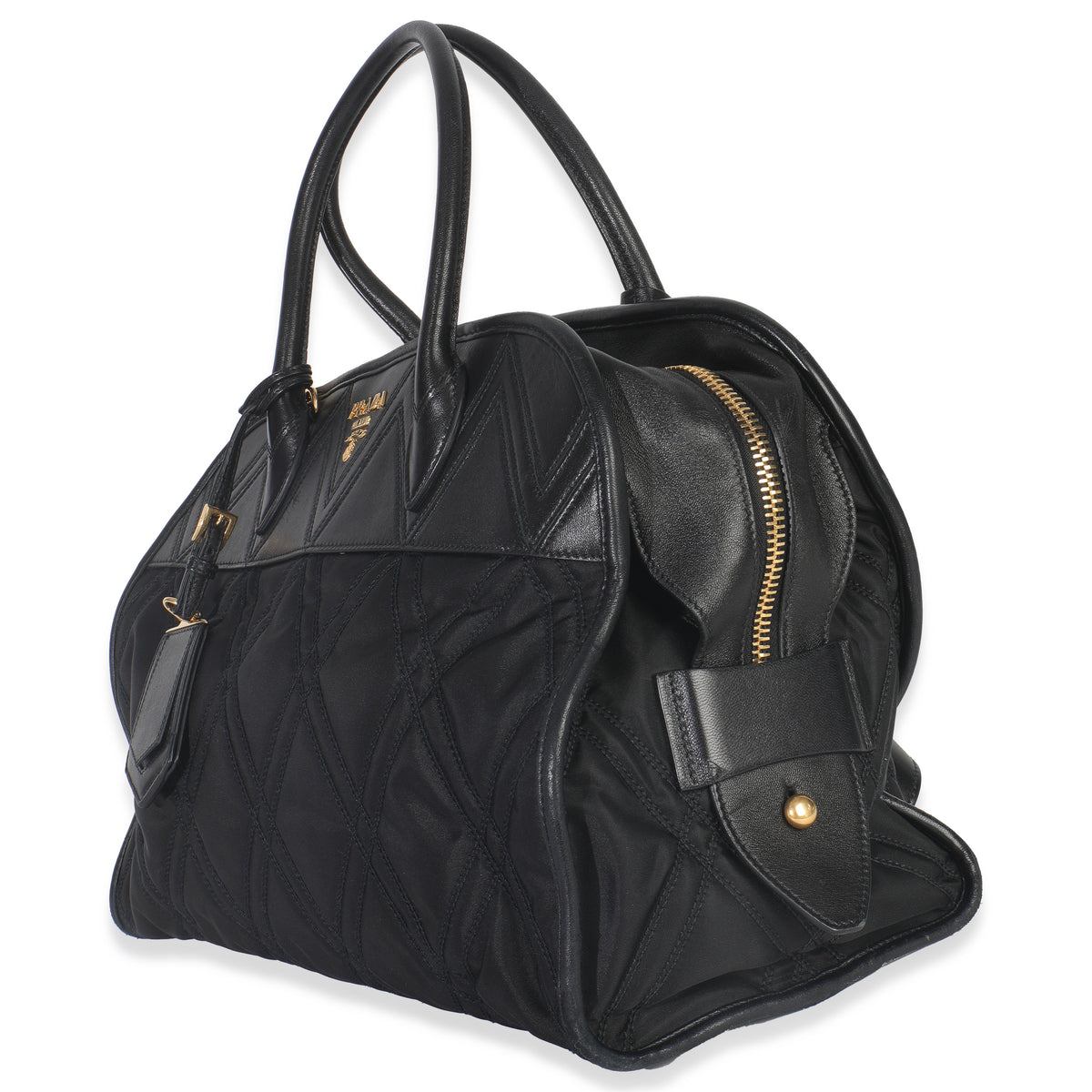 Black Tessuto Quilted Nylon Impunturato Bauletto