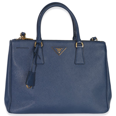 Blue Saffiano Galleria Lux Medium Double Zip Tote