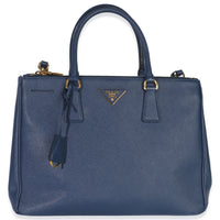 Blue Saffiano Galleria Lux Medium Double Zip Tote