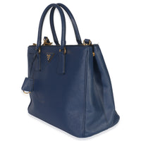 Blue Saffiano Galleria Lux Medium Double Zip Tote