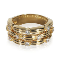 Yellow Gold Diamond Vintage Three Row Ring