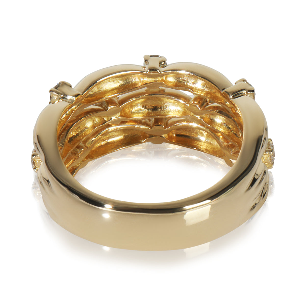 Yellow Gold Diamond Vintage Three Row Ring