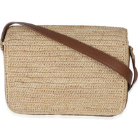 Beige Raffia Tan Calfskin Medium Monogram Solferino Satchel
