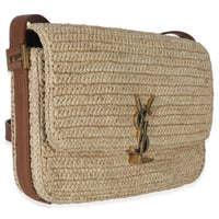 Beige Raffia Tan Calfskin Medium Monogram Solferino Satchel