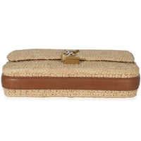 Beige Raffia Tan Calfskin Medium Monogram Solferino Satchel