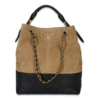 25A Brown Suede Black Shiny Calfskin Coco Shopping Hobo