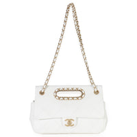 White Quilted Lambskin A Real Catch Flap Handbag