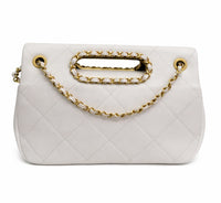 White Quilted Lambskin A Real Catch Flap Handbag