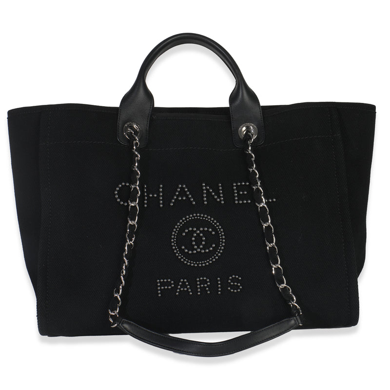 Black Canvas Pearl Medium Deauville Tote