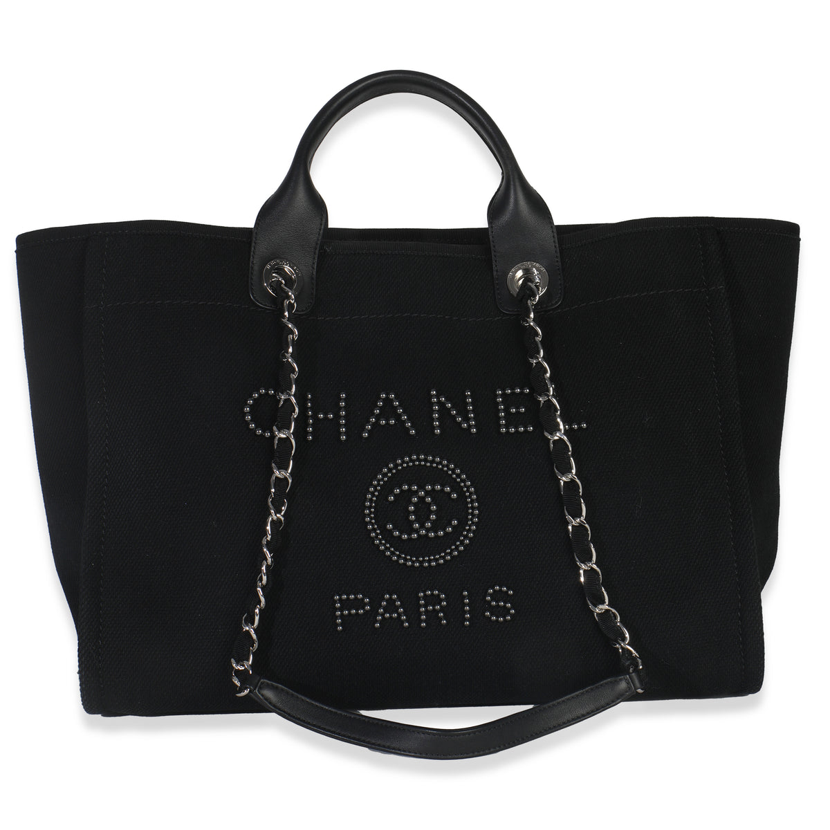 Black Canvas Pearl Medium Deauville Tote