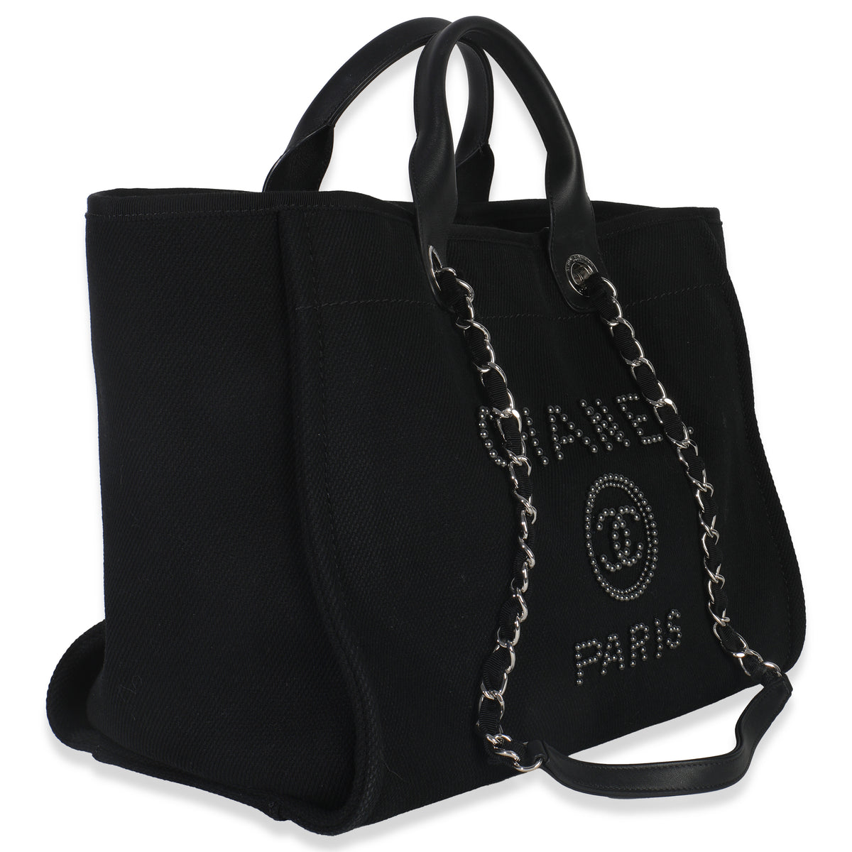 Black Canvas Pearl Medium Deauville Tote