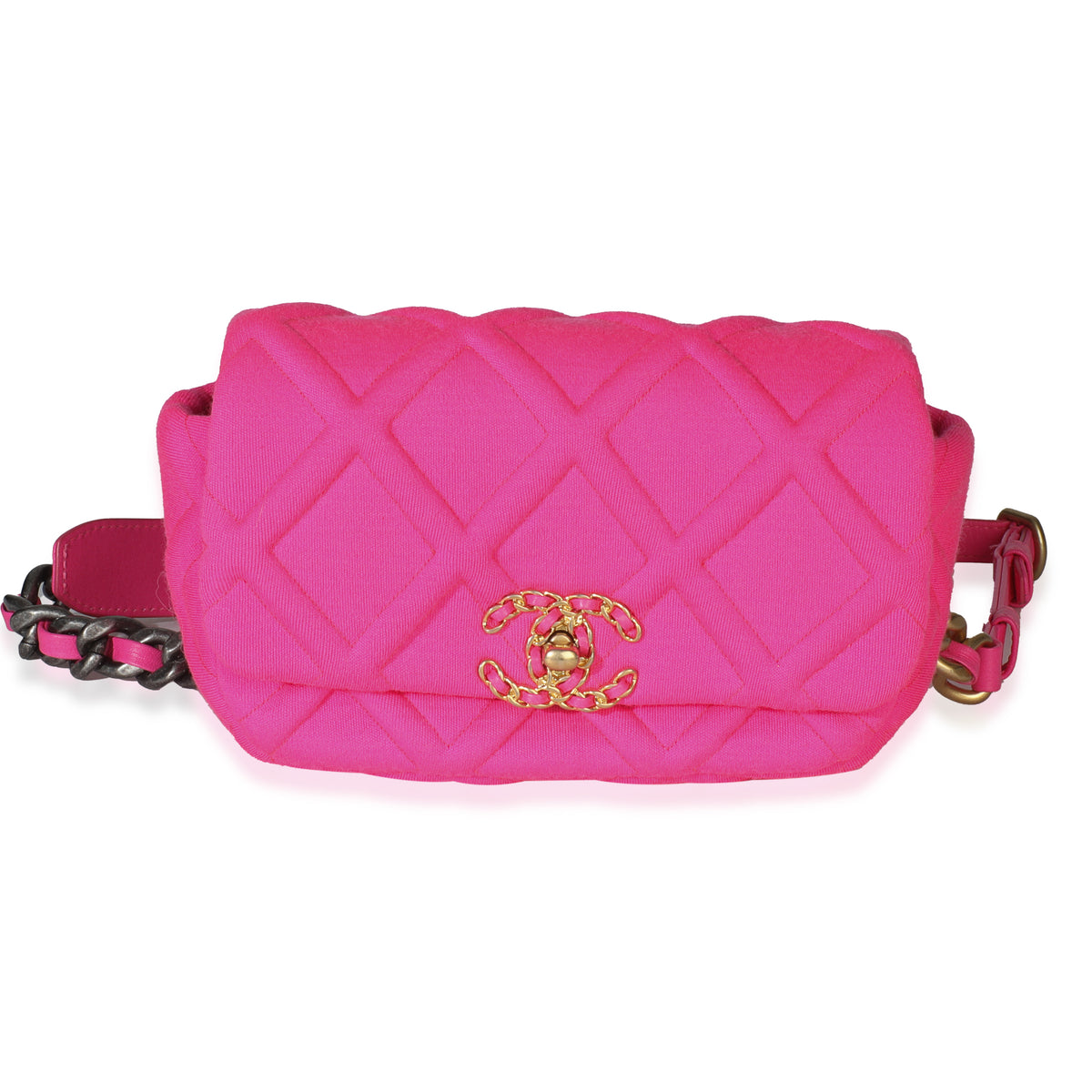 Fuchsia Quilted Jersey Chanel 19 Waist Bag