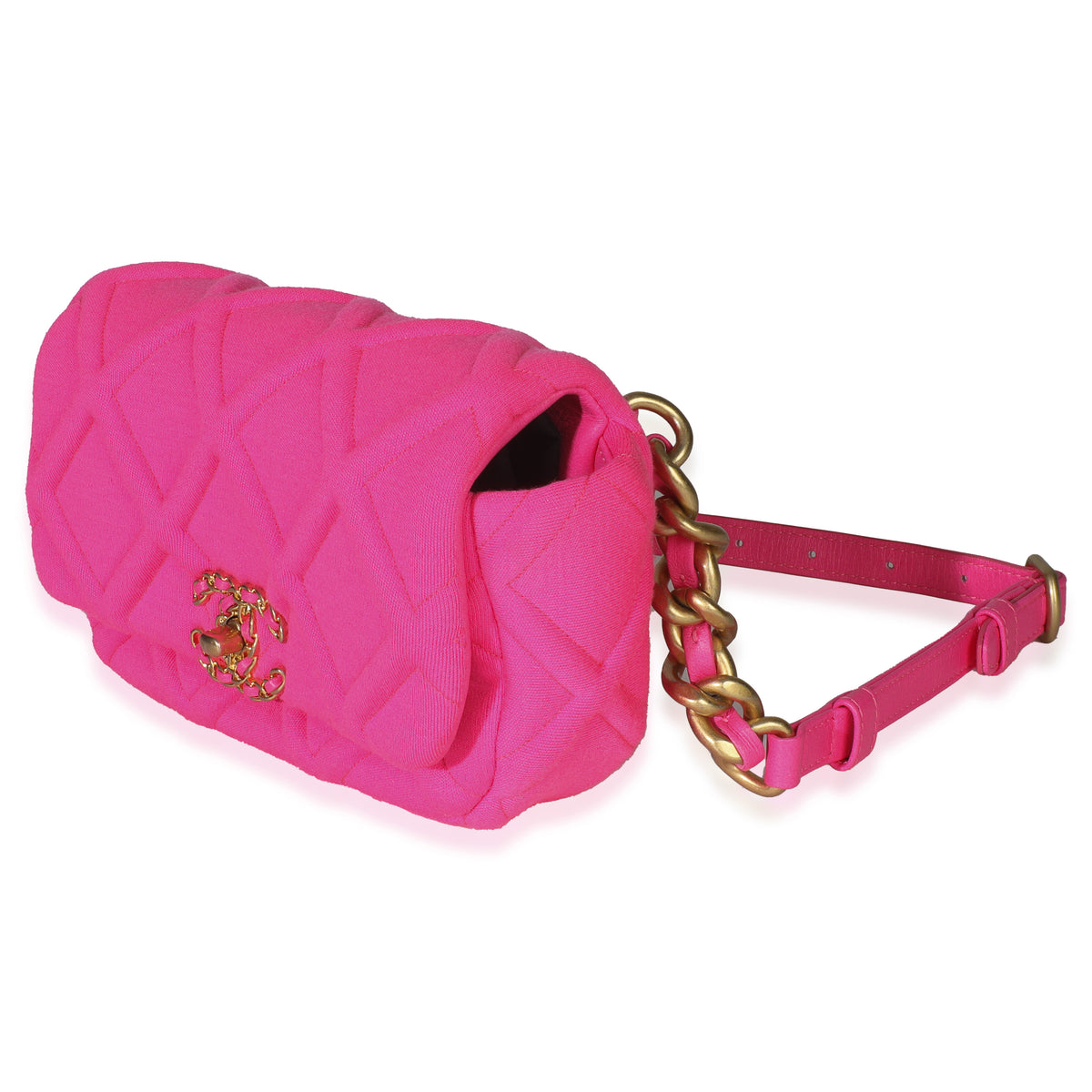 Fuchsia Quilted Jersey Chanel 19 Waist Bag