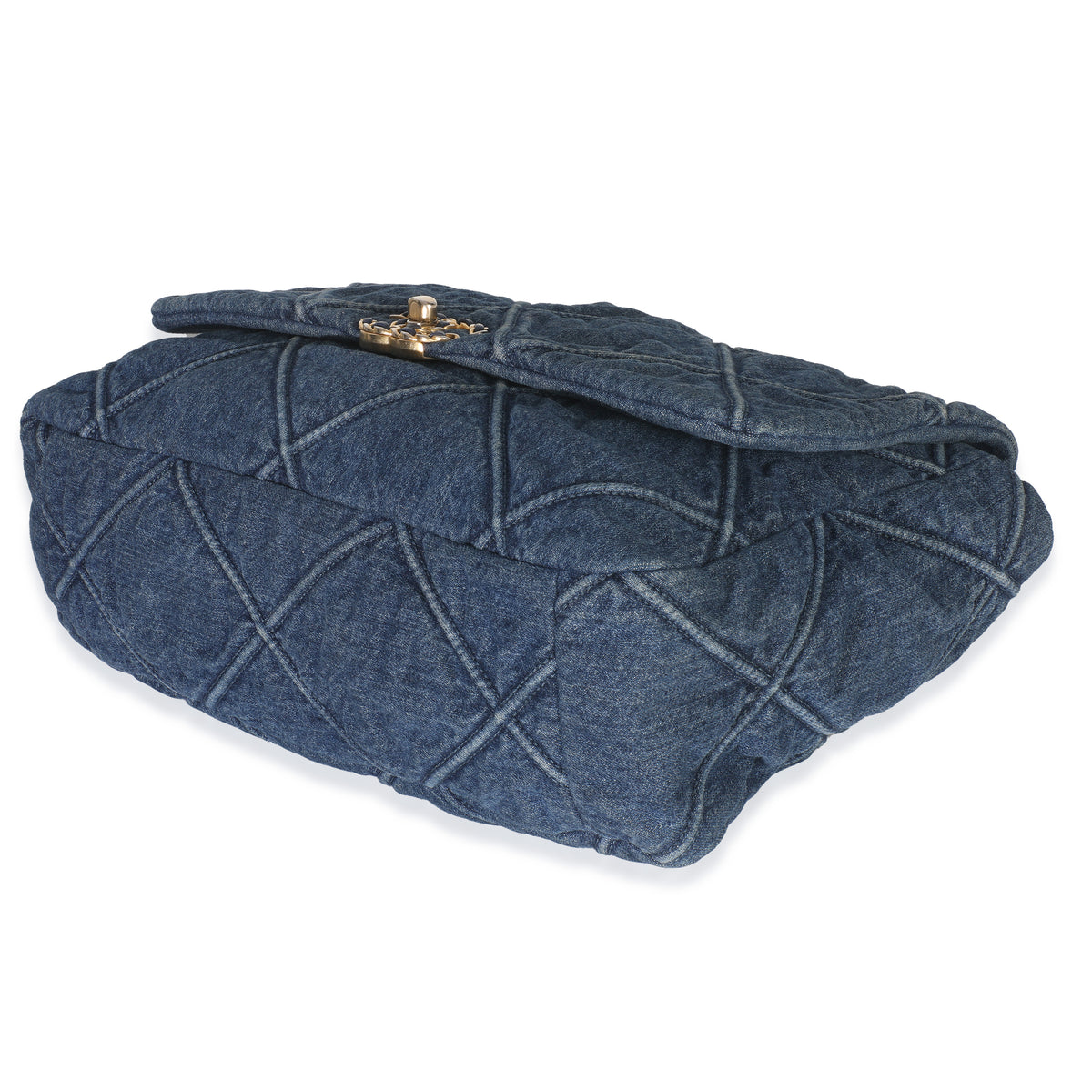 Dark Blue Quilted Denim Maxi Chanel 19 Flap Bag