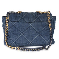 Dark Blue Quilted Denim Maxi Chanel 19 Flap Bag