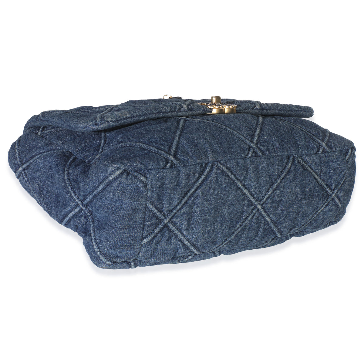 Dark Blue Quilted Denim Maxi Chanel 19 Flap Bag