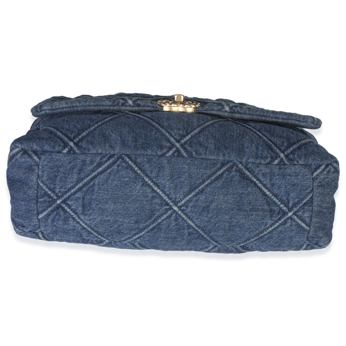 Dark Blue Quilted Denim Maxi Chanel 19 Flap Bag