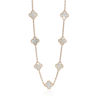 Yellow Gold Mother Of Pearl Vintage Alhambra Necklace