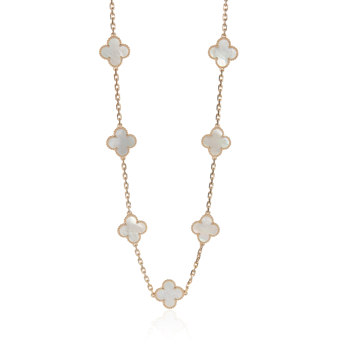 Yellow Gold Mother Of Pearl Vintage Alhambra Necklace