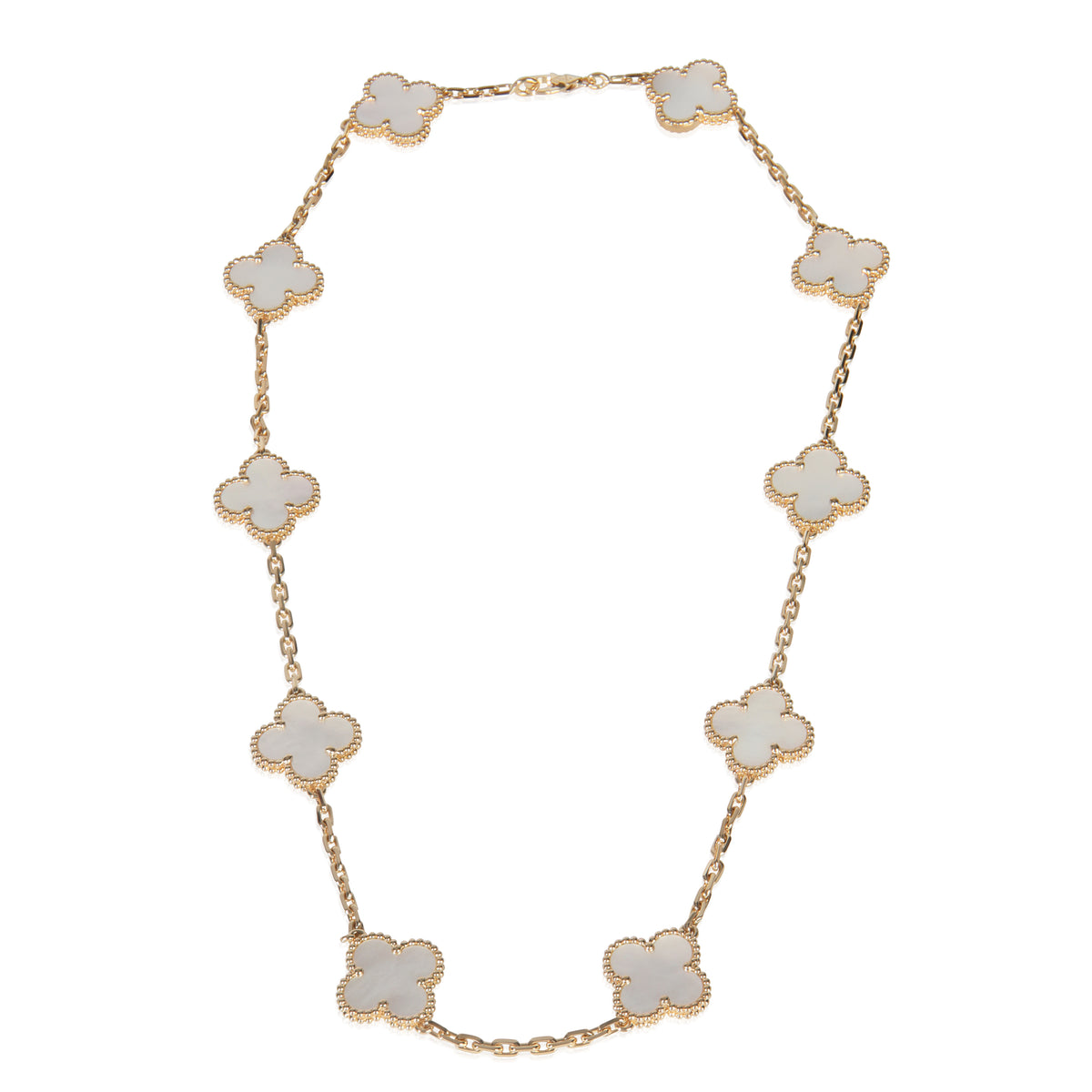 Yellow Gold Mother Of Pearl Vintage Alhambra Necklace