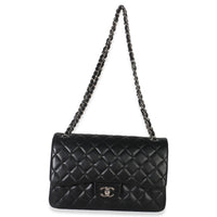 Black Quilted Lambskin Jumbo Double Flap Bag