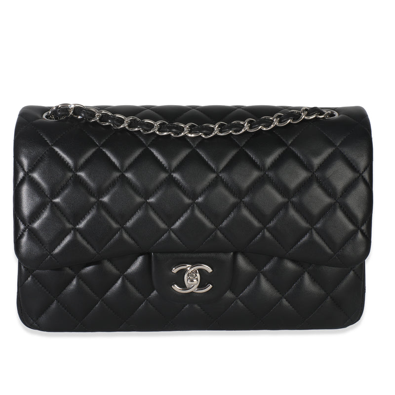 Black Quilted Lambskin Jumbo Double Flap Bag