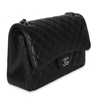 Black Quilted Lambskin Jumbo Double Flap Bag