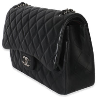 Black Quilted Lambskin Jumbo Double Flap Bag