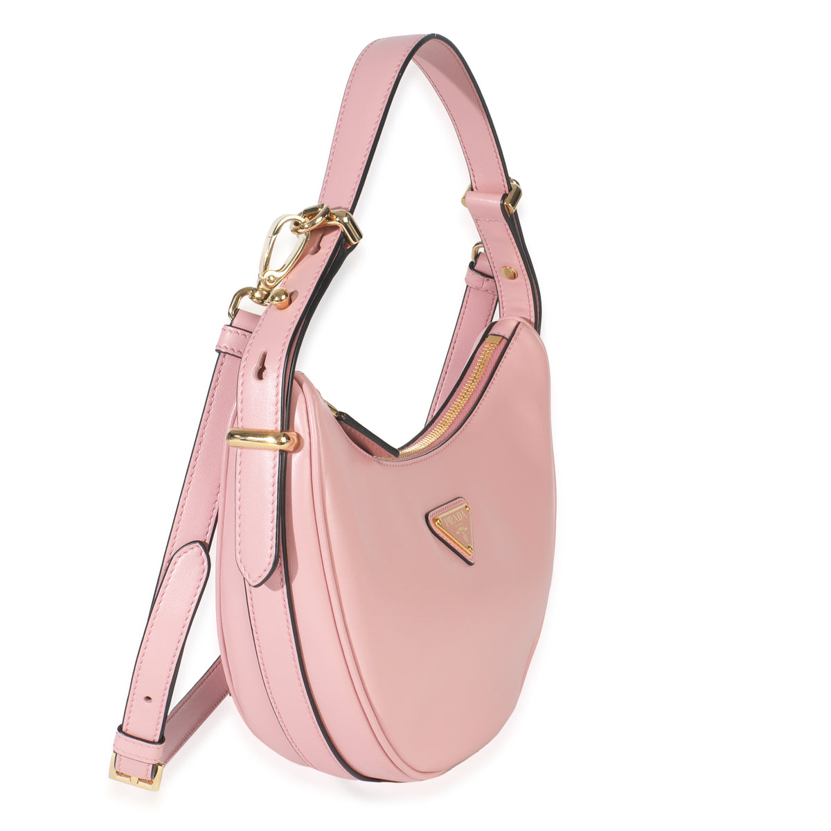 Pink Smooth Calfskin Arque Half Moon Hobo