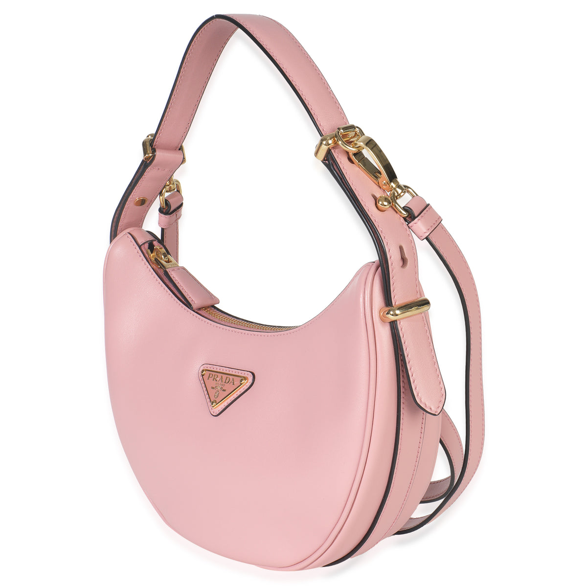 Pink Smooth Calfskin Arque Half Moon Hobo