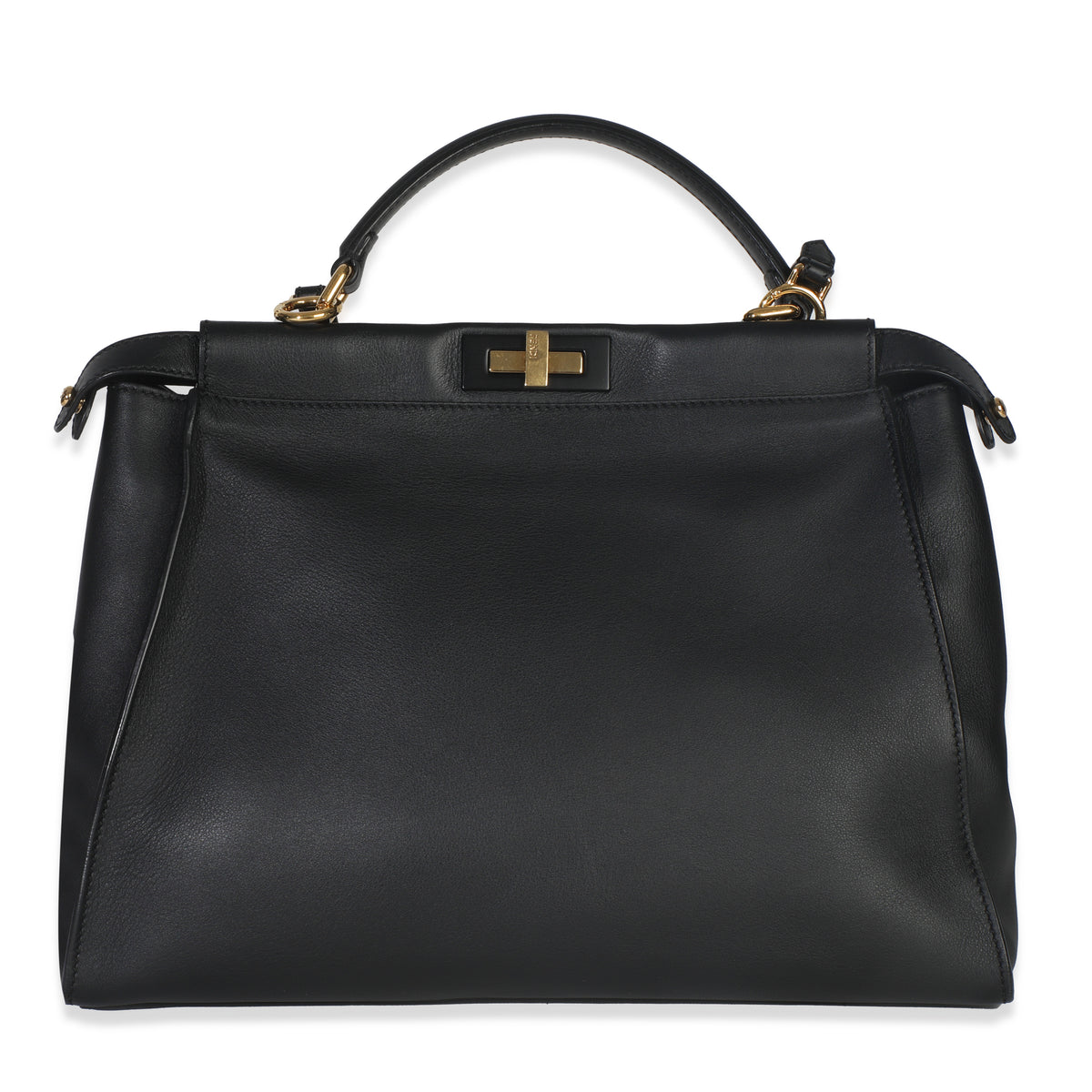 Black Vitello Seta Shiny Nappa Large Peekaboo Iconic Satchel