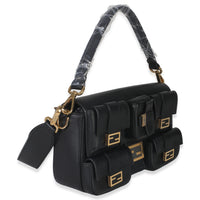 Black Nappa Convertible Multipocket Baguette Bag