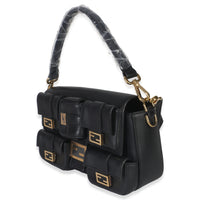 Black Nappa Convertible Multipocket Baguette Bag