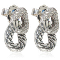 Sterling Silver Diamond Belmont Link Earrings