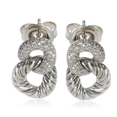 Sterling Silver Diamond Belmont Link Earrings
