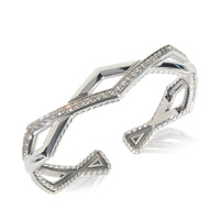 Sterling Silver Diamond Zig Zag Stax Two Row Cuff Bracelet