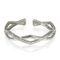 Sterling Silver Diamond Zig Zag Stax Two Row Cuff Bracelet