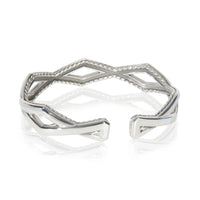 Sterling Silver Diamond Zig Zag Stax Two Row Cuff Bracelet
